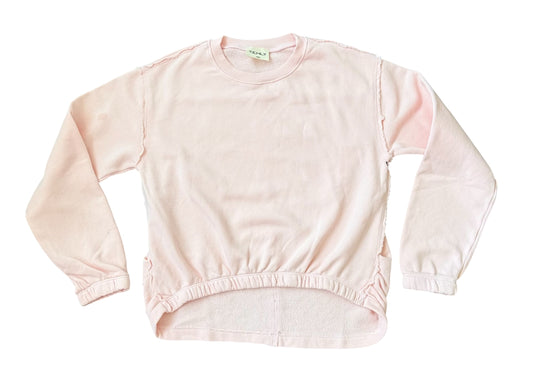 Tenly Hi-Lo Crewneck Pullover - Pink Moscato