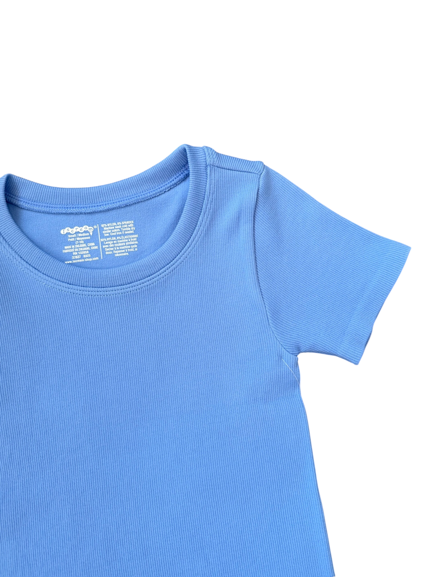 Ribbed Short Sleeve Shirt - Bright Blue