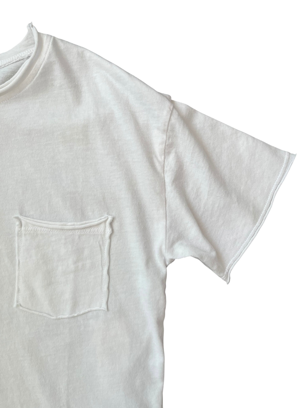 Tenly Cotton Jersey Raw Edge Tee - White