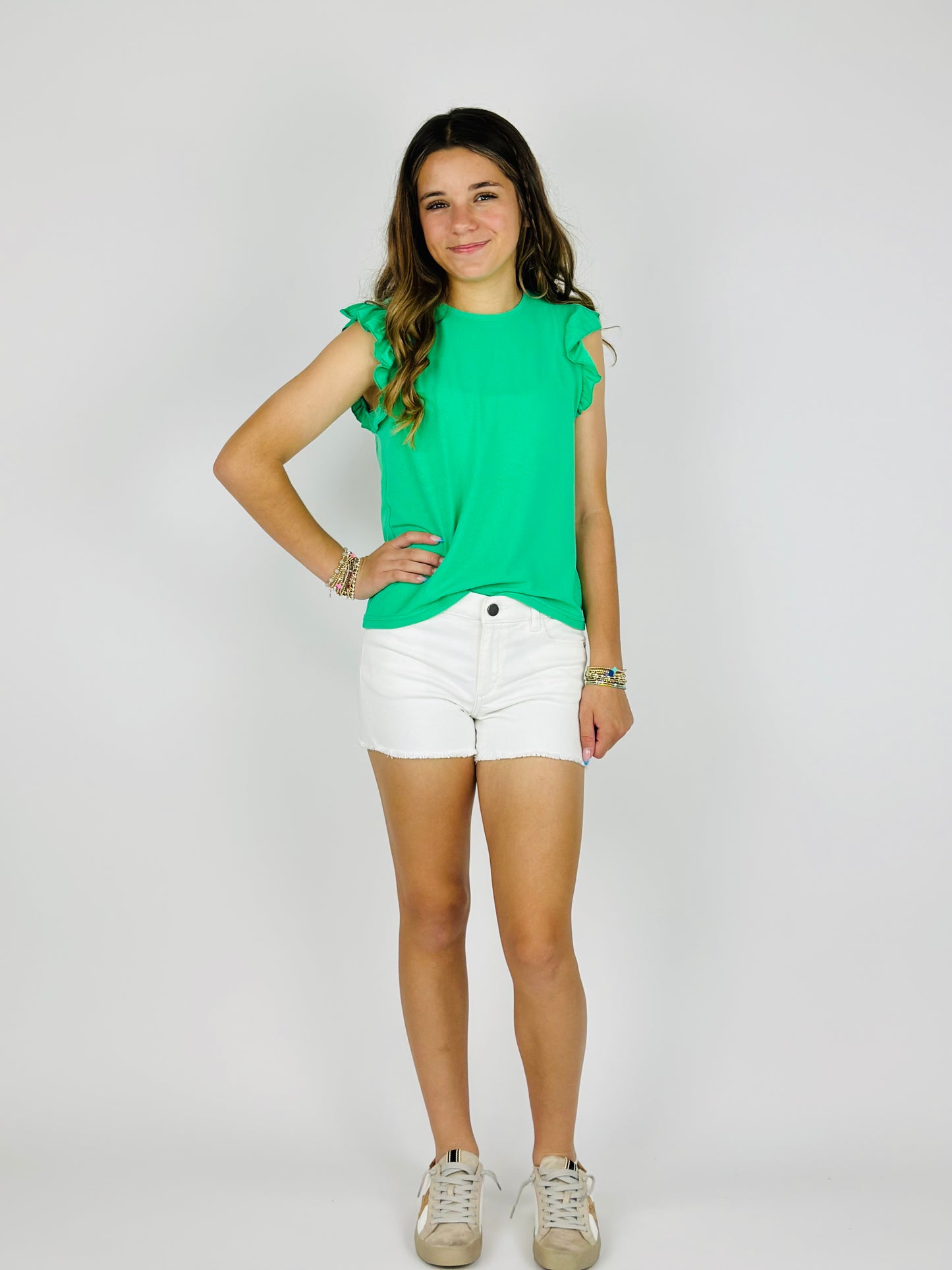 Girl's Top with Ruffles - Green