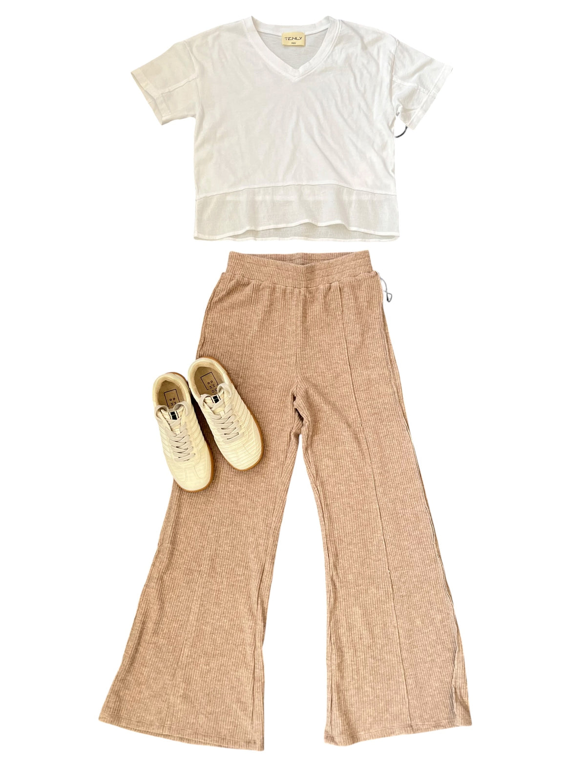 Tenly Hacci Rib Exposed Seam Pant - Nutmeg