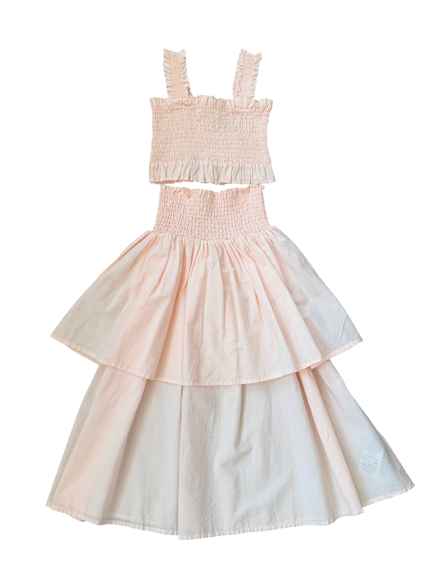 Brenna Smocked Ruffle Maxi Skirt - Cloud Pink