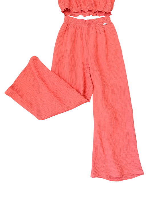 Agatha Gauze Wide Leg Pant - Faded Rose