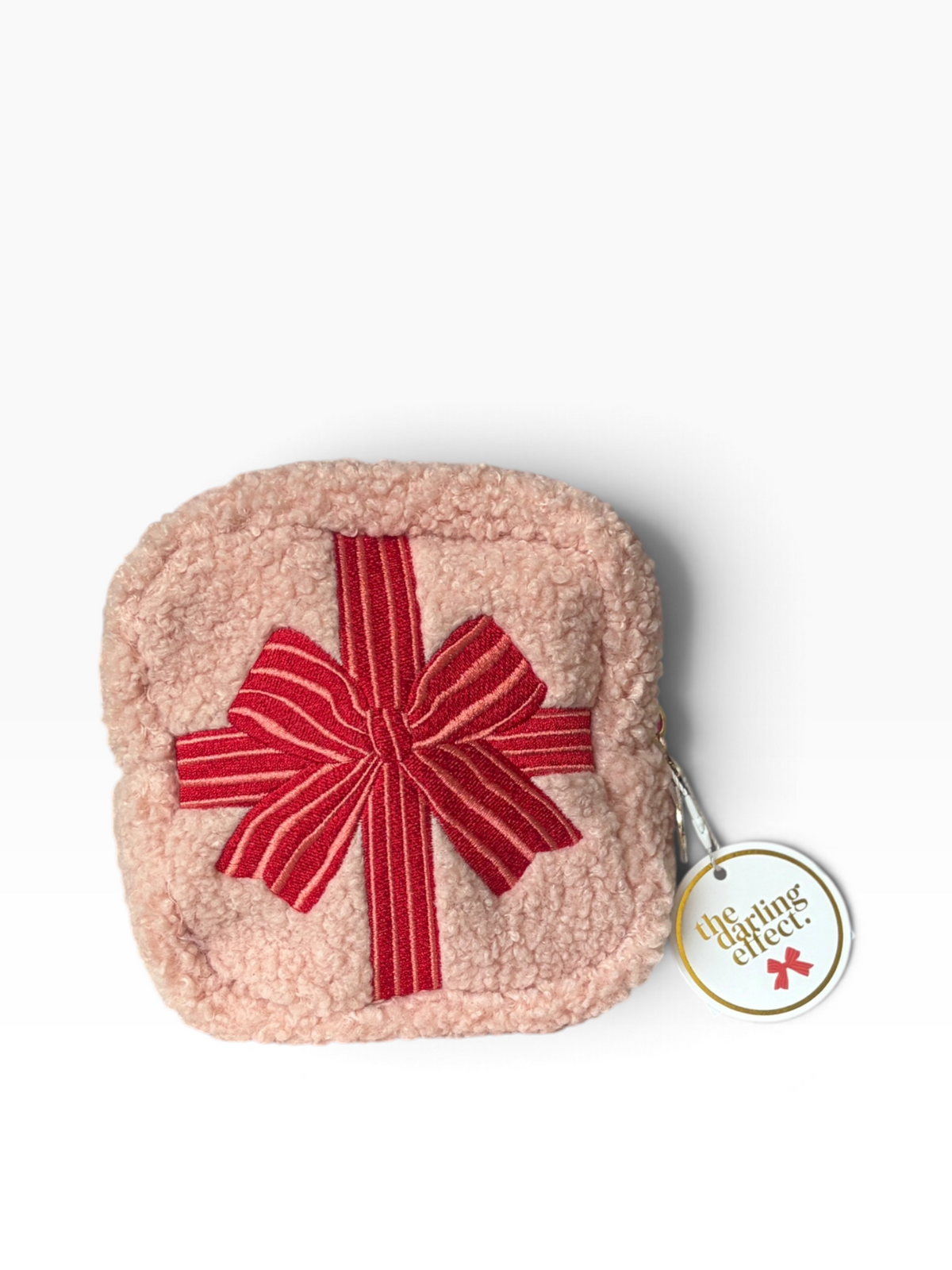 Square Teddy Pouch - Red Holiday Bow