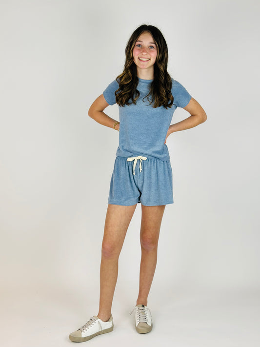 Terry Top and Shorts Set - Lt Blue