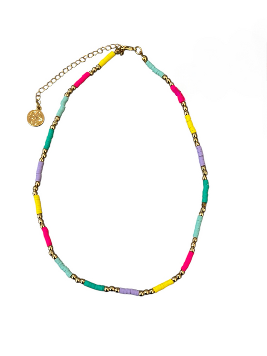 Jane Marie Multi Colored Necklace with Gold Beads