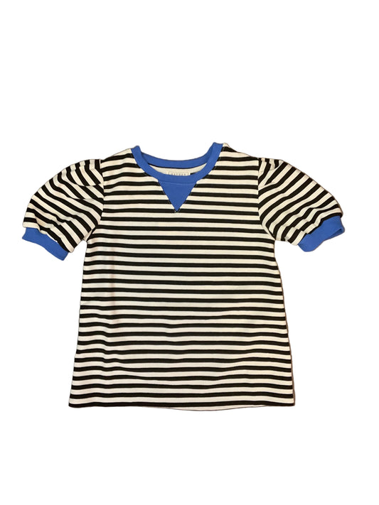 Striped Puff Sleeve Top - Blue