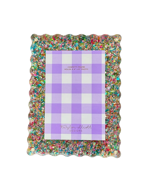 Rectangle Scalloped Acrylic Frame - Colorful Confetti