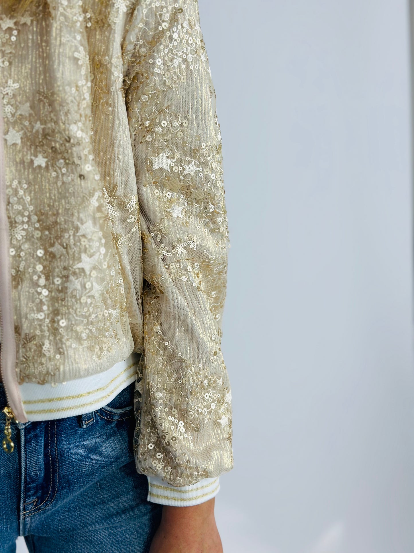 Sequin Embroidered Bomber Jacket