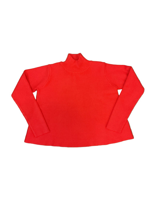 Boxy Knit Mock Neck Sweater - Red
