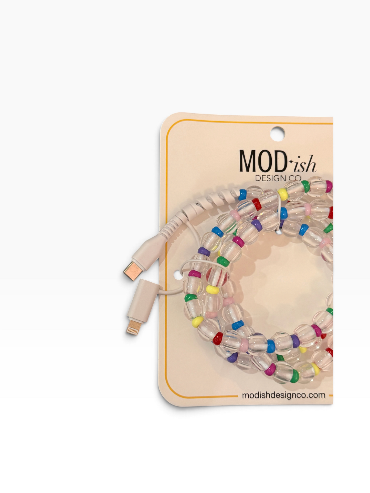 Beaded Phone Charger - Clear Rainbow