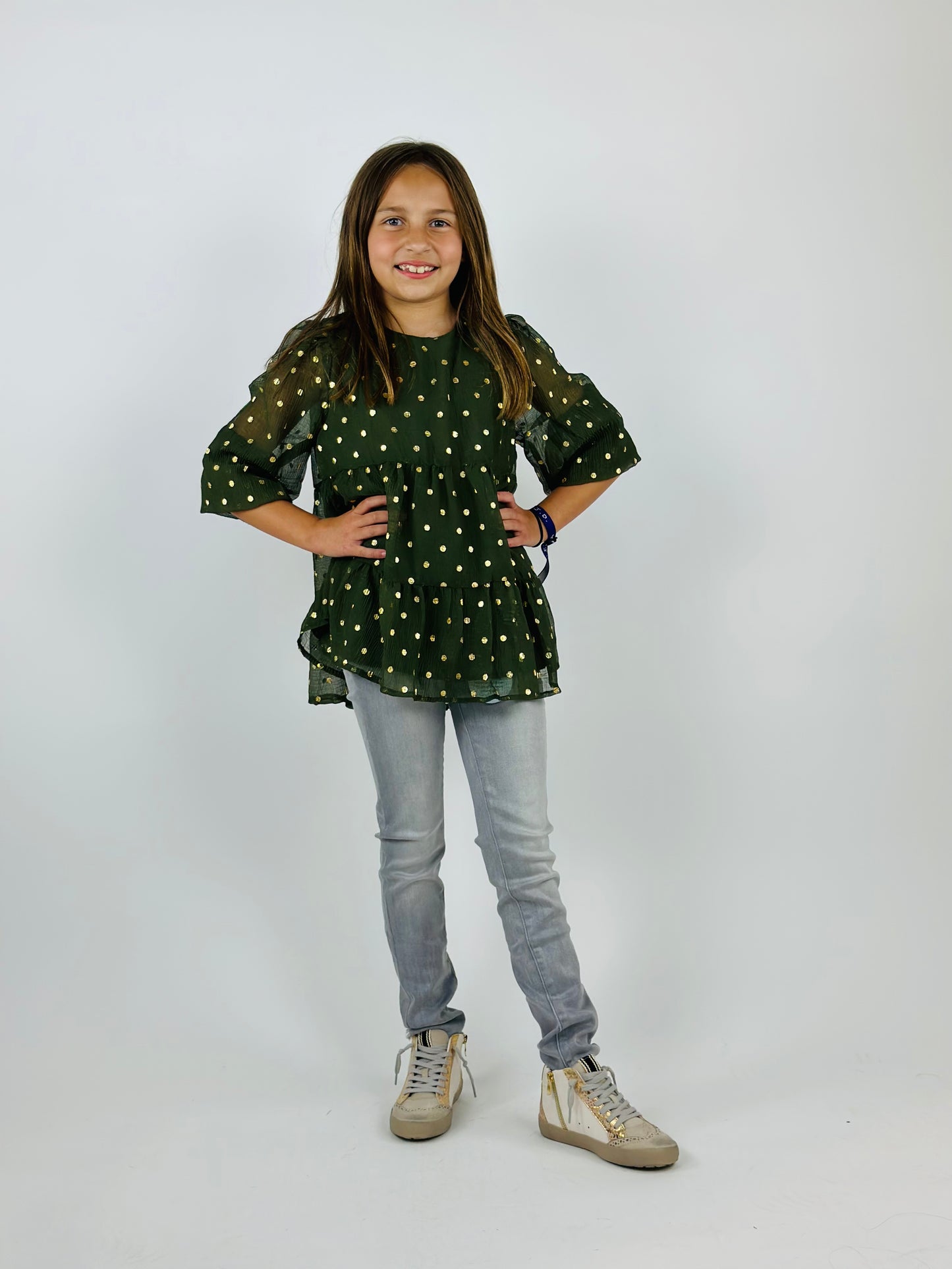 Metallic Dot Tiered Tunic