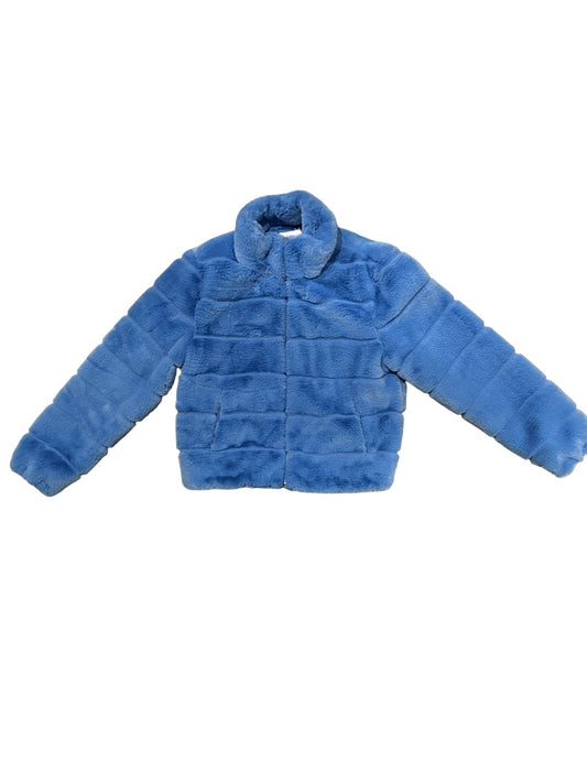 Teddy Faux Fur Puffer Coat - Cobalt Blue