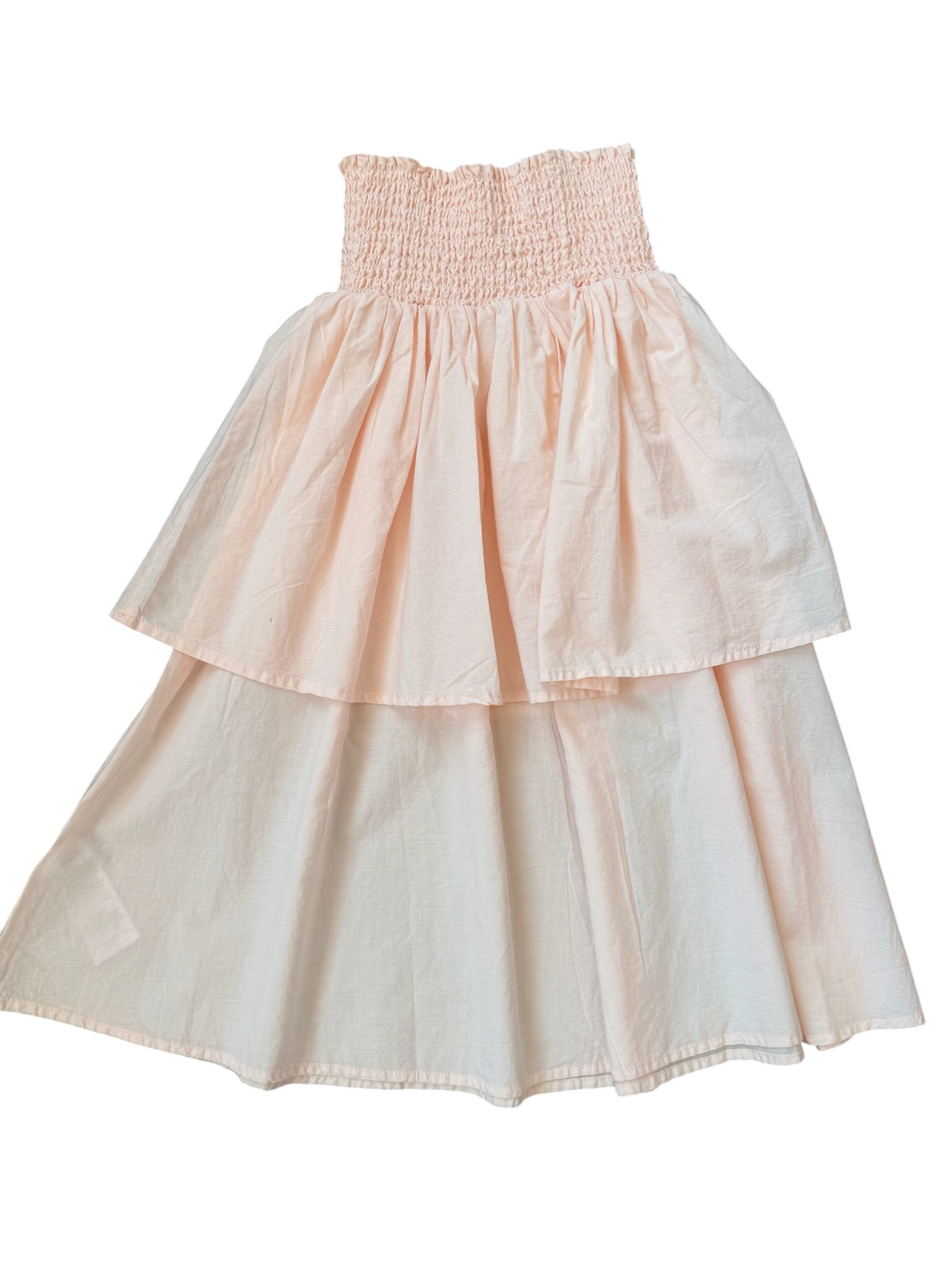 Brenna Smocked Ruffle Maxi Skirt - Cloud Pink