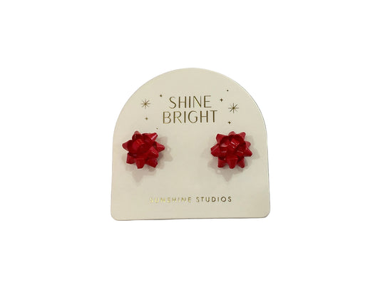 Holiday Bow Earrings - Red