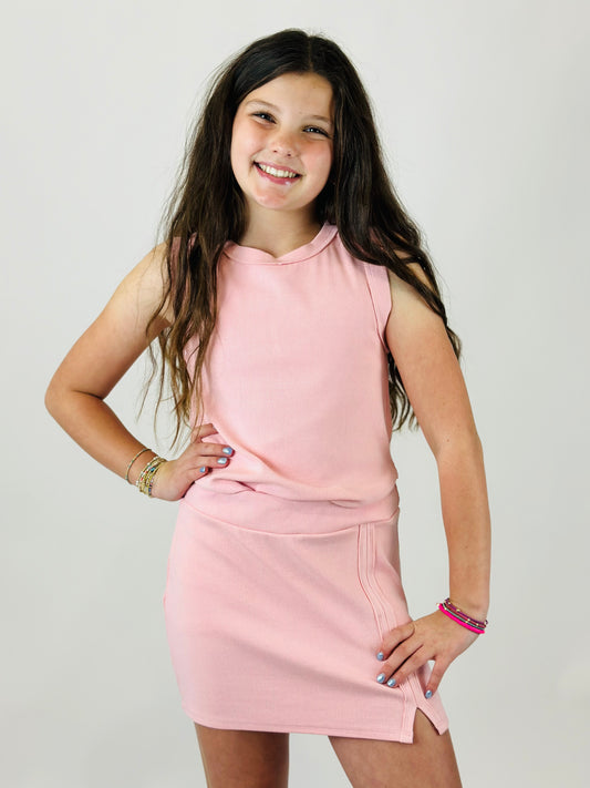 Tenly Rayon Rib Tank- Ballet Pink