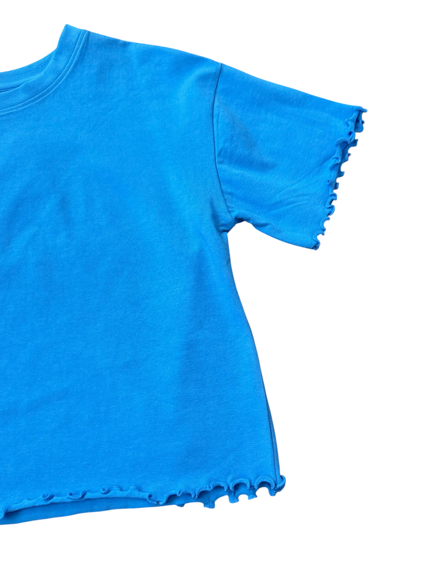 Lettuce Edge Oversized Cropped Tee - Cobalt Blue