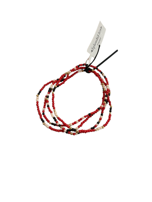 Set of Four School Spirit Bracelets - Red/Black