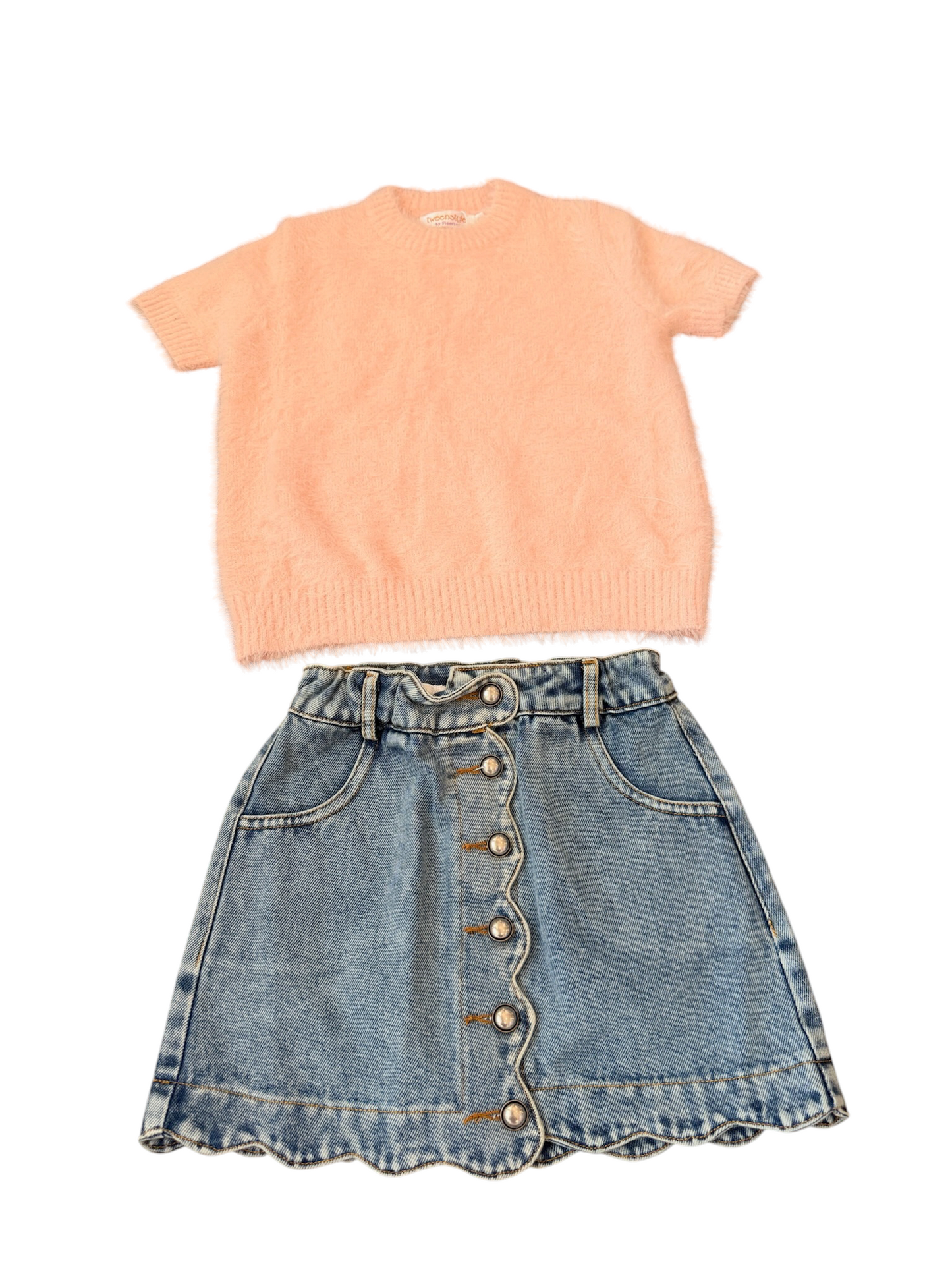 Short Sleeve Eyelash Sweater - Pale Pink