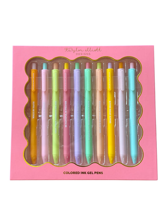 Set of 10 Faith Based Colored Gel Pens