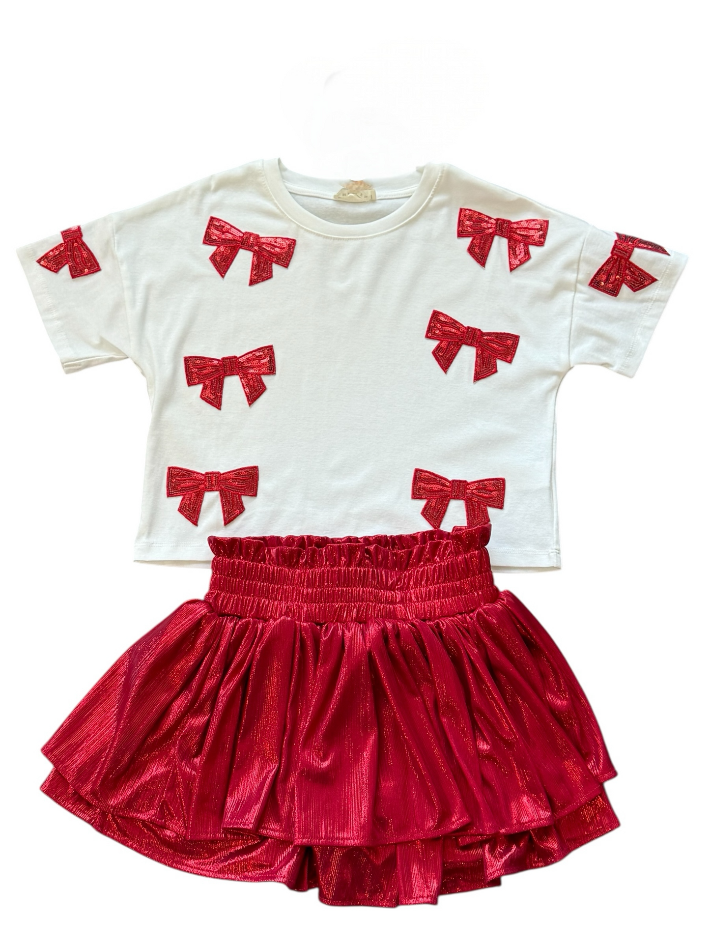 Spirit Tee w/ Red Sequin Bows