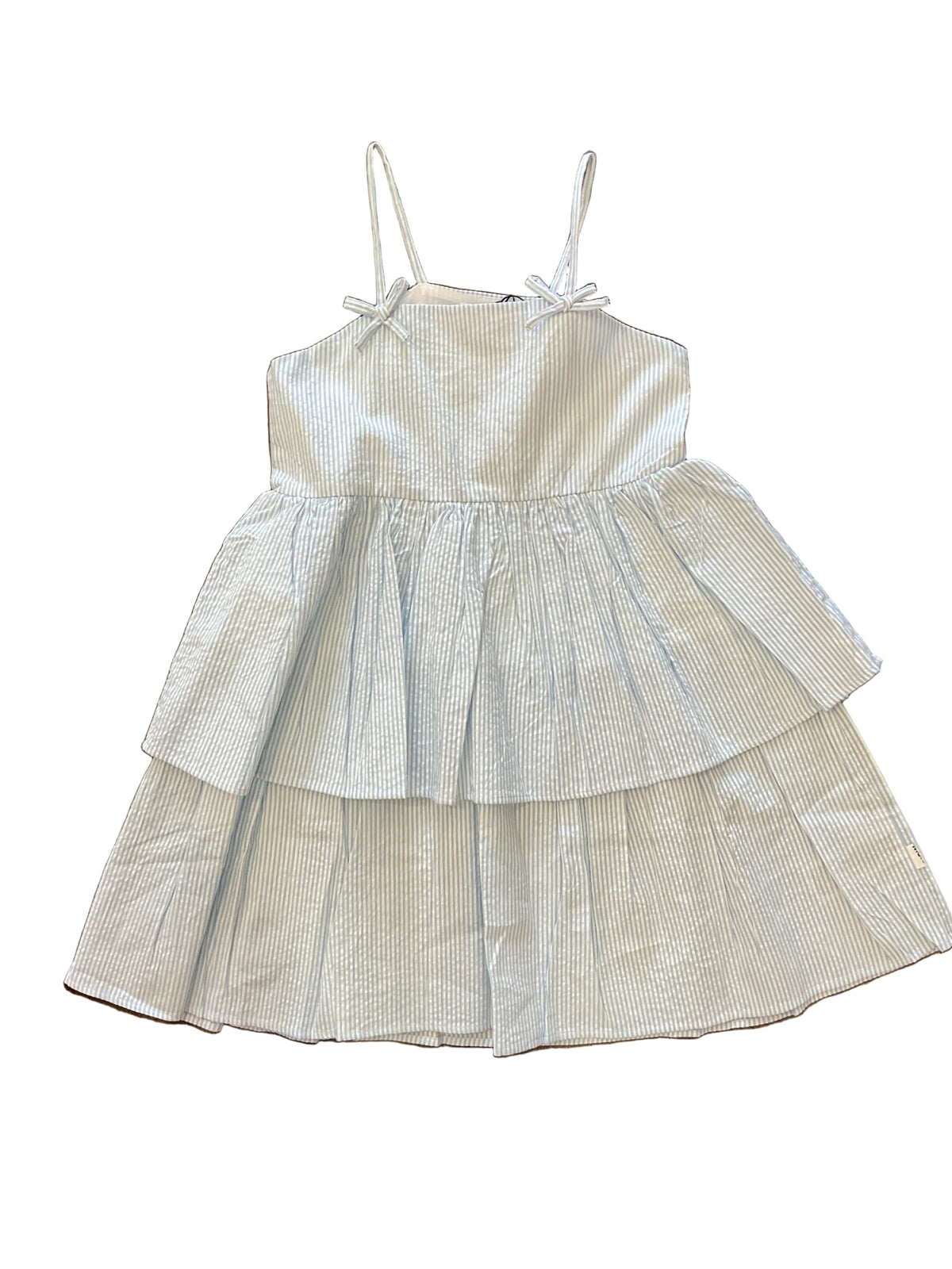 Chelsea Seersucker Ruffle Bow Dress