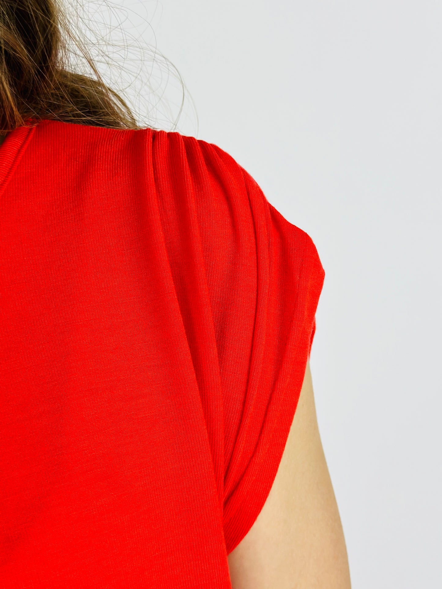 Draped Short Sleeve Top - Red