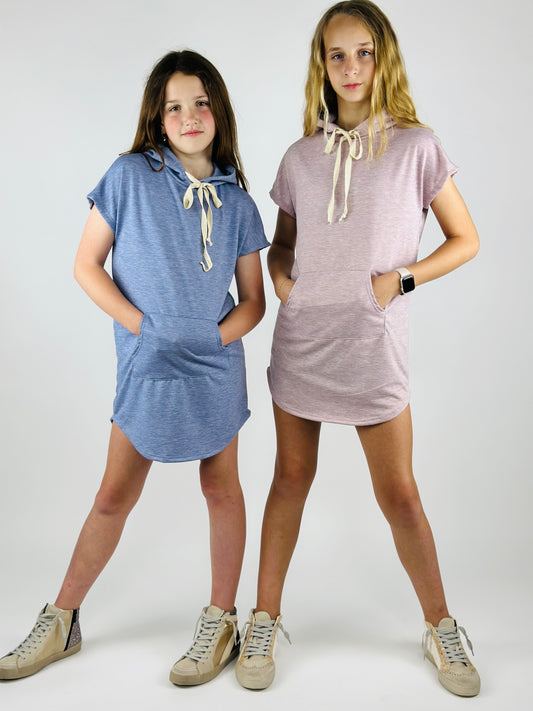 Sadie Hooded Dress - Heather Blue