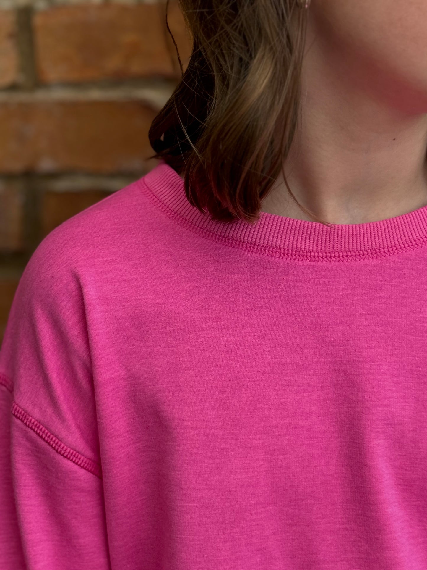 Cloud Over Size Sweat Shirt - Flamingo Pink