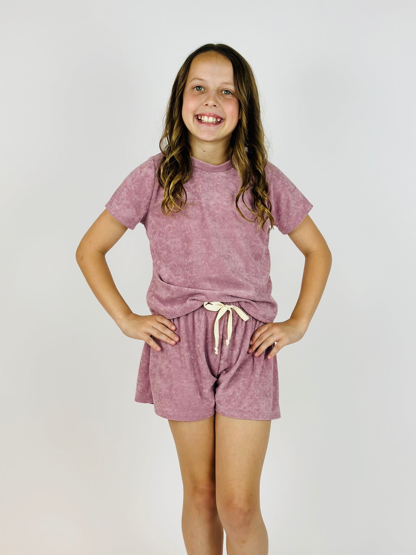 Terry Top and Shorts Set - Dusty Pink