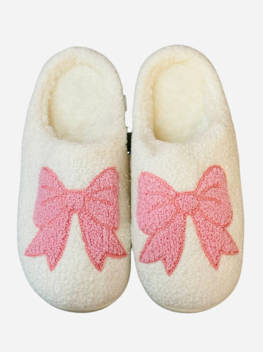 Cozy Bows Slippers - White