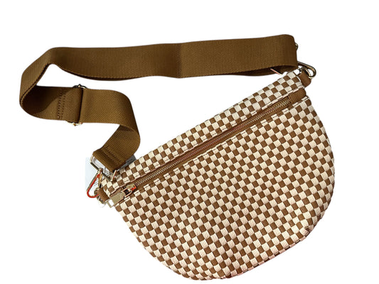 Woven Bum Bag - Camel and White Check