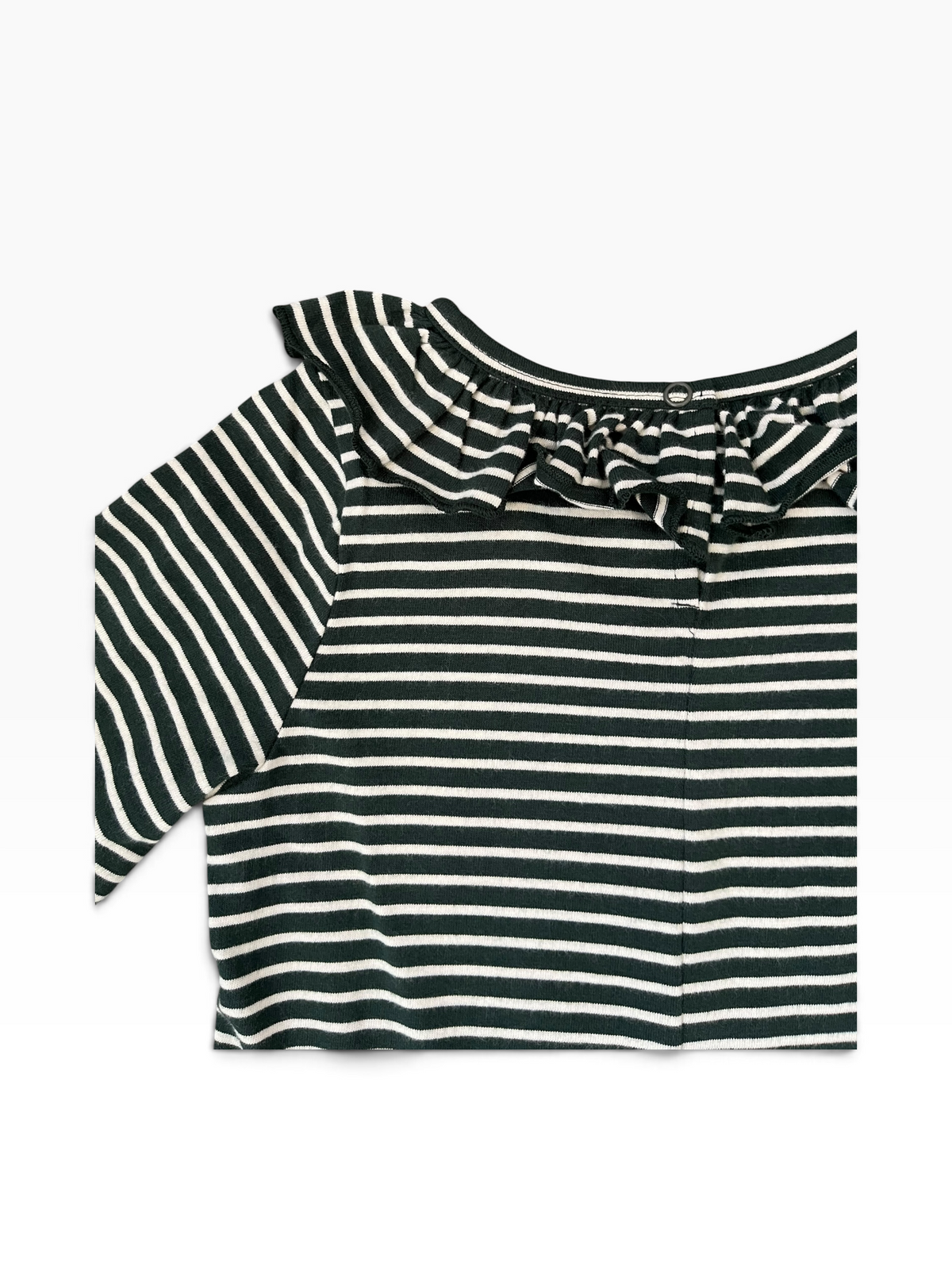 Molo Rica Ruffle Collar Long Sleeve Striped Tee