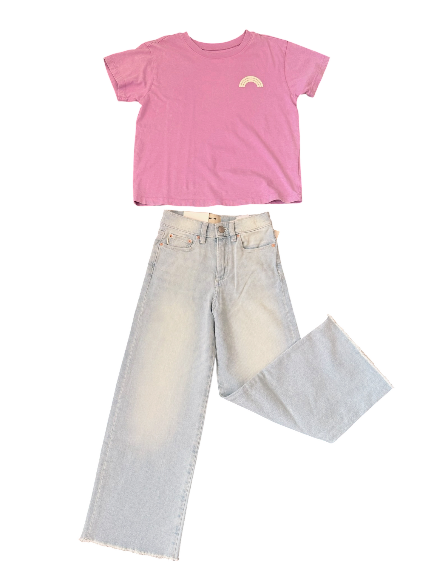 Lily Wide Leg Jean w/ Raw Hem - Light Blue
