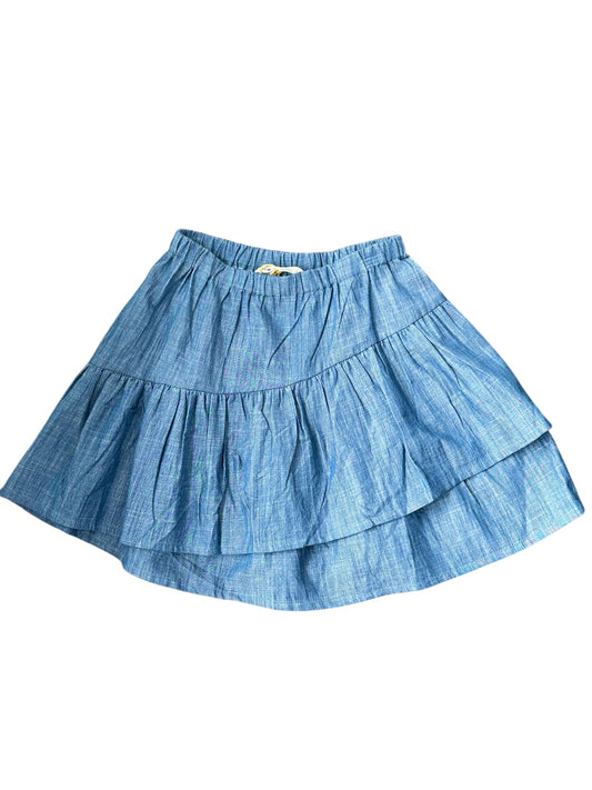 Chambray Tiered Ruffle Skirt