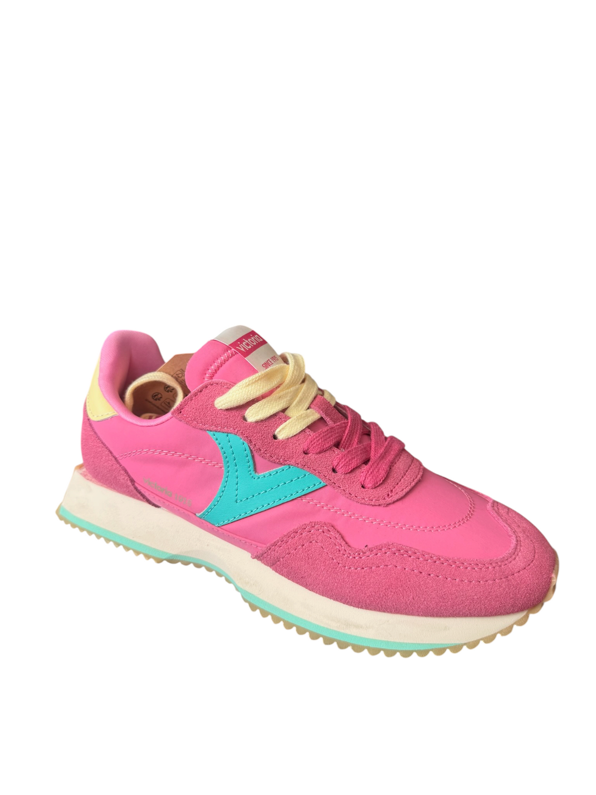 Victoria Gris Sneaker - Hot Pink