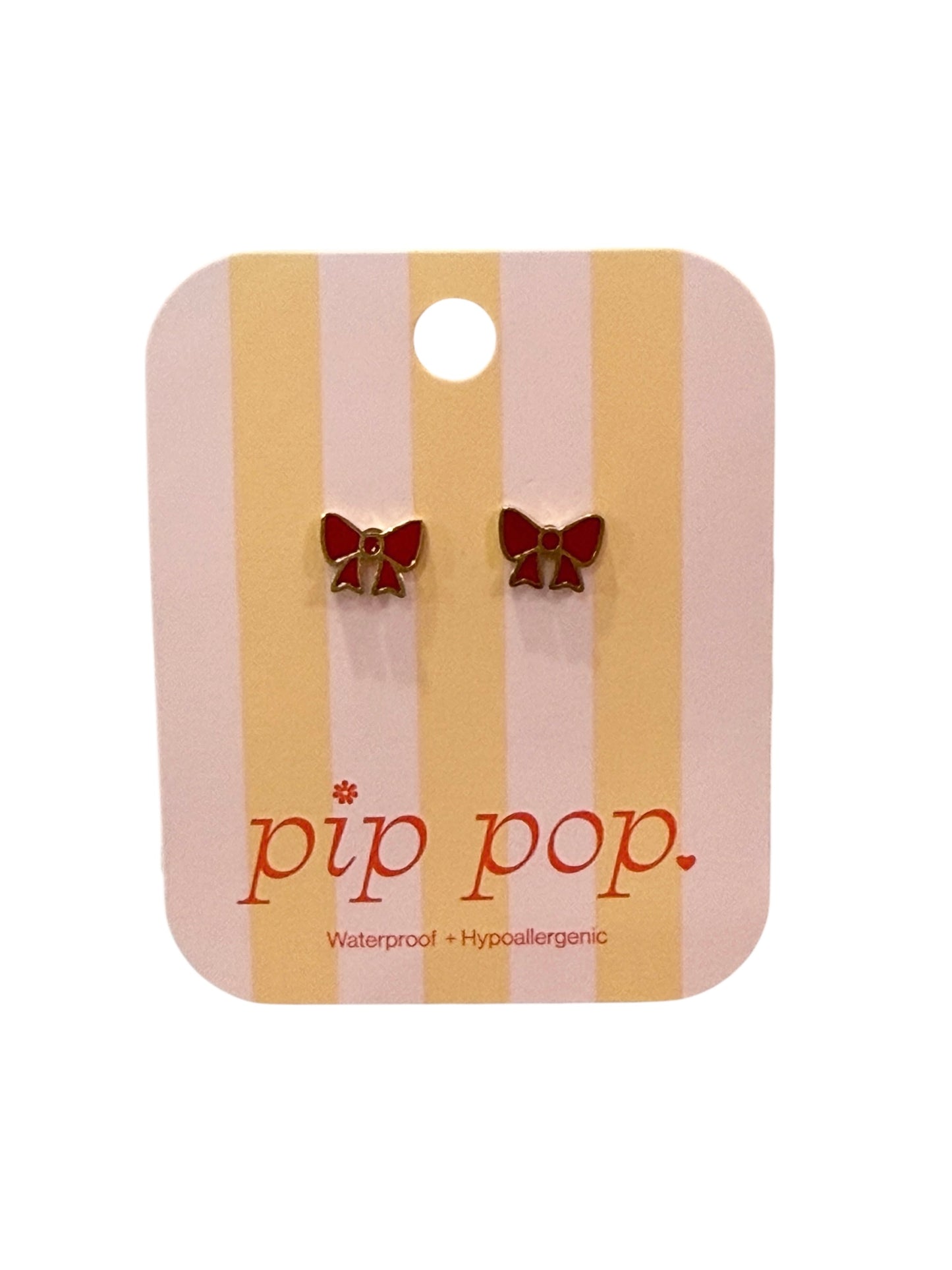 Pip Pop Red Bow Stud Earrings