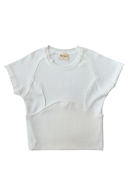 Tenly Rayon Rib Cap Sleeve Tee - White