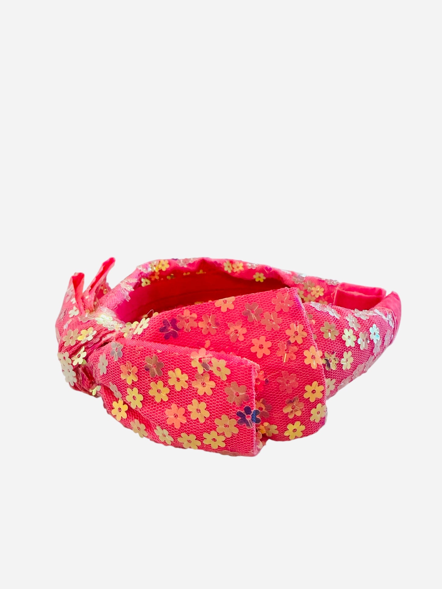 Big Bow Sequin Flower Headband - Pink
