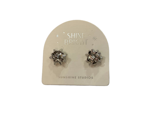 Holiday Bow Earrings - Silver