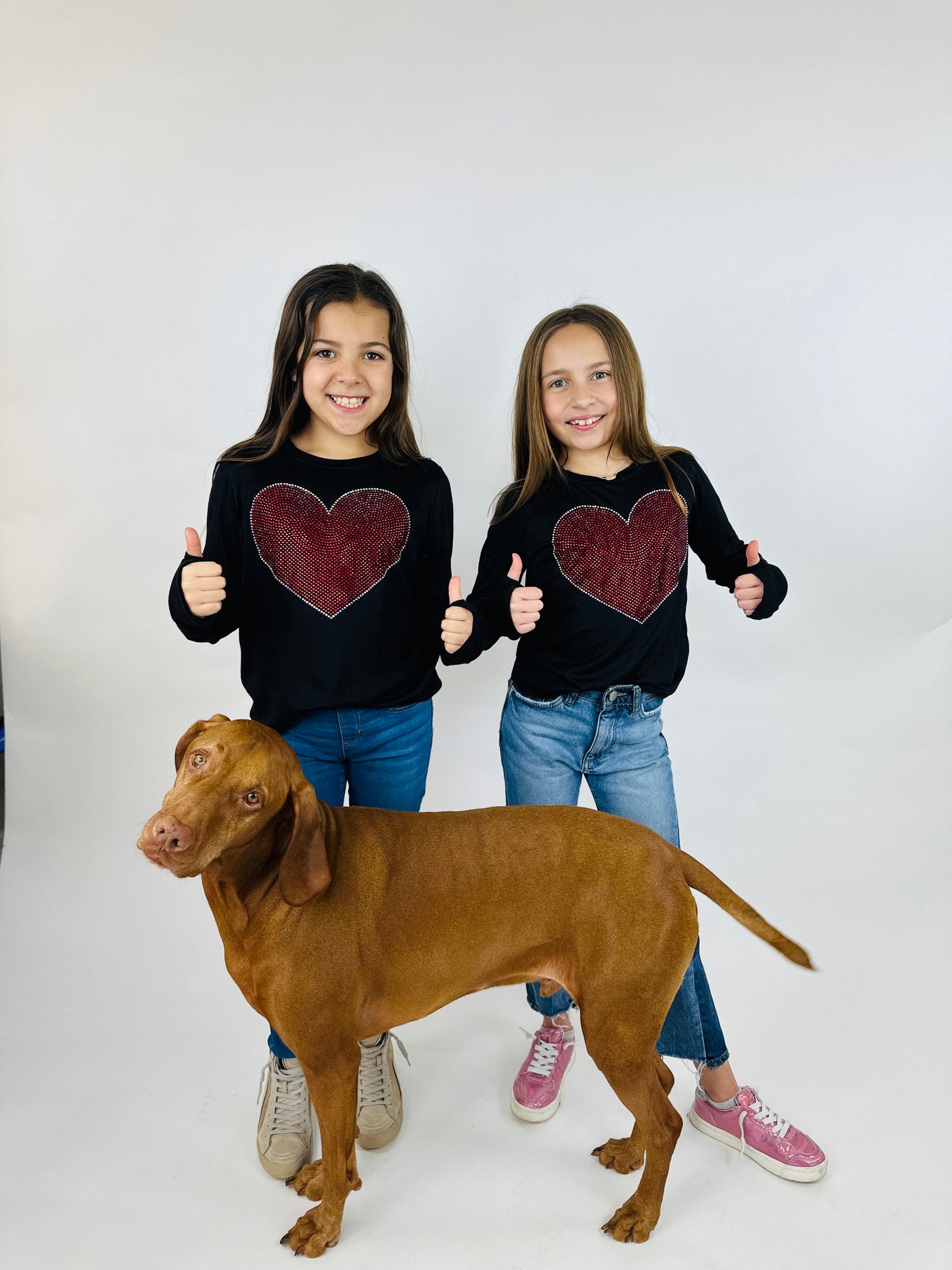 Sequin Heart Long Sleeve Tee