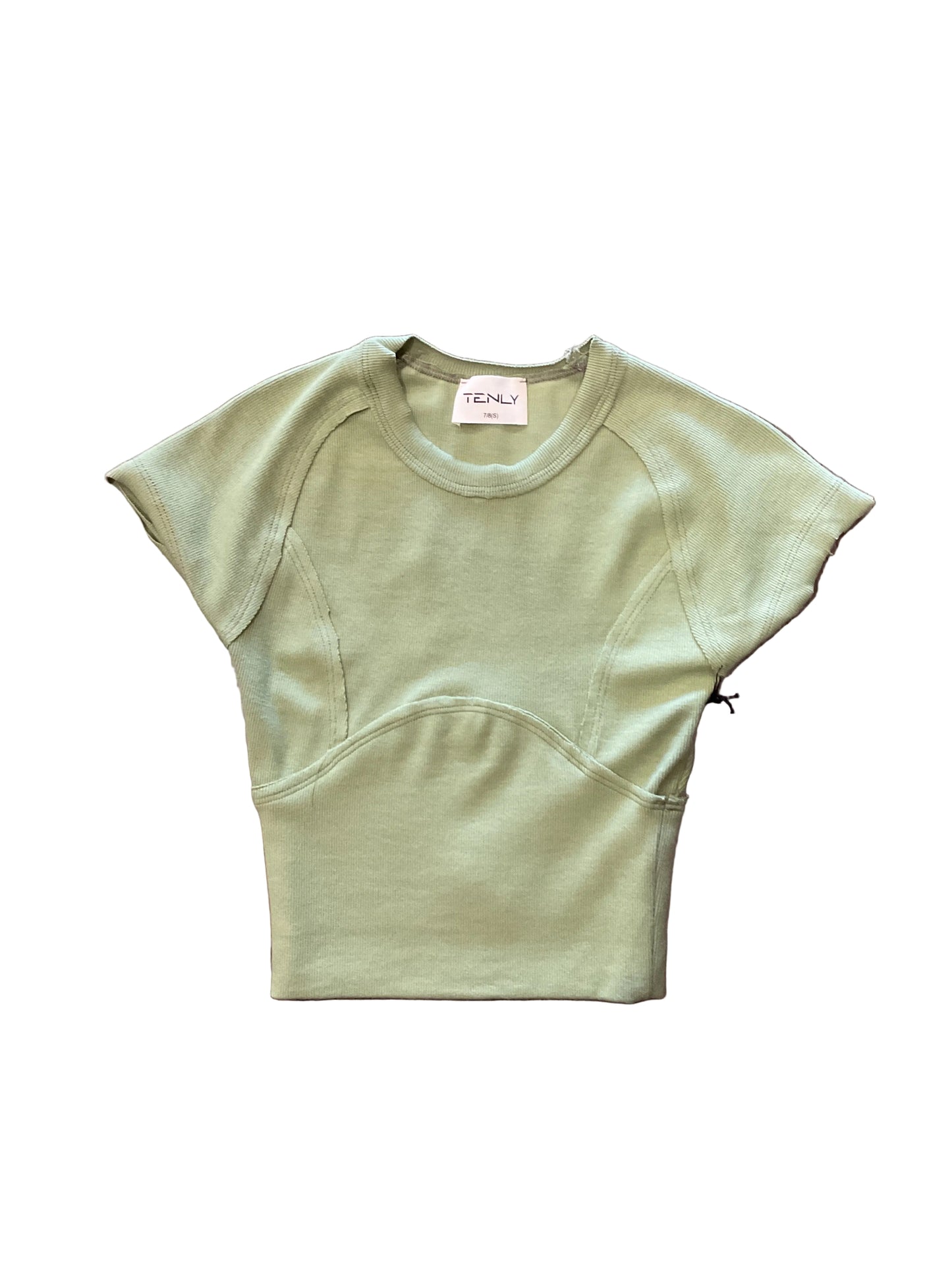 Tenly Rayon Rib Cap Sleeve Tee - Matcha Tea