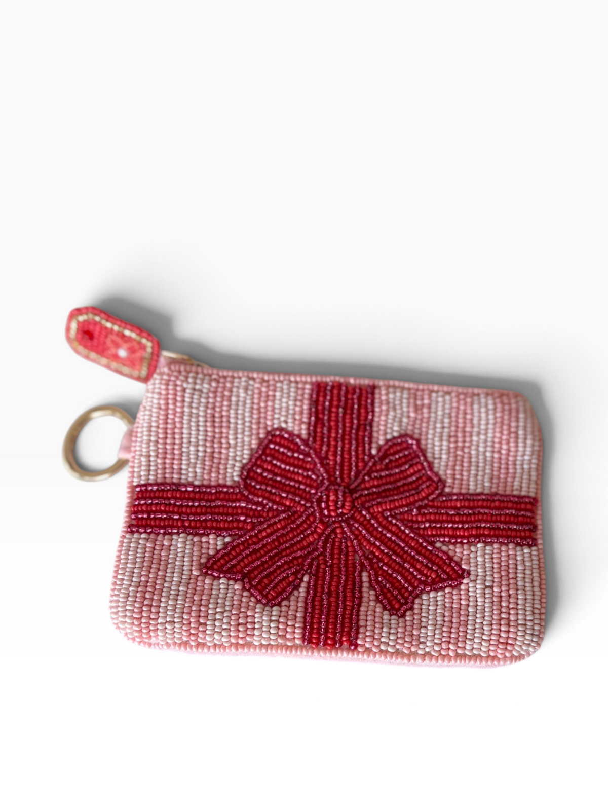 Holiday Bow Beaded Pouch
