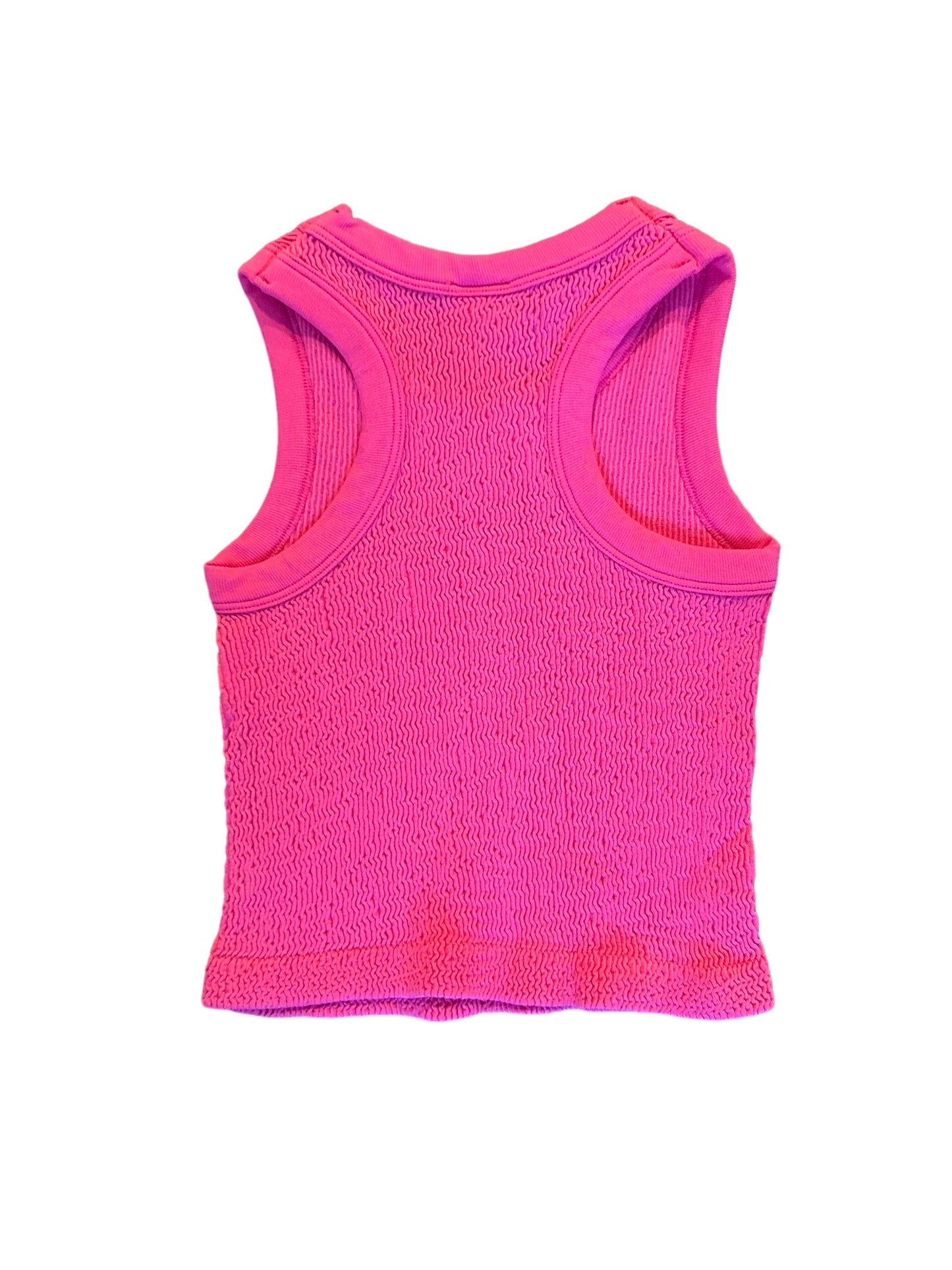 Smocked Crop Tank - Bright Pink