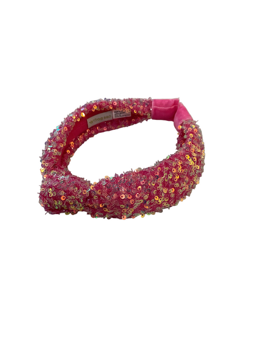 Sparkly Sequin Knot Headband - Hot Pink