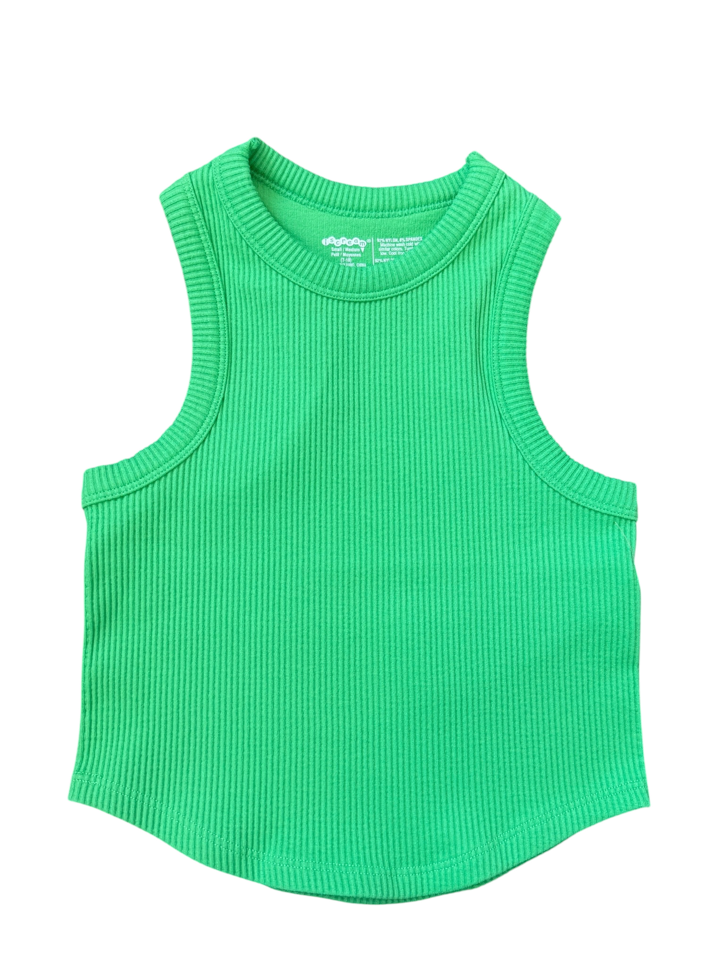 Cropped Ribbed Racerback Tank - Glam Green