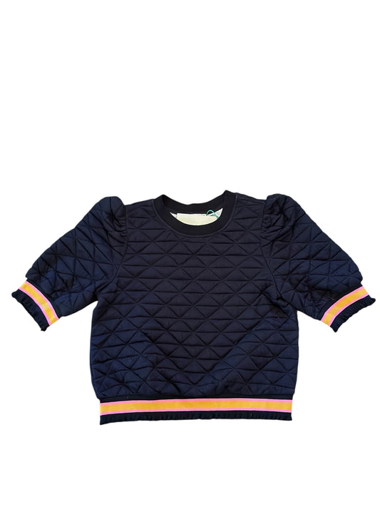 Quilted Striped Band Sweatshirt - Navy