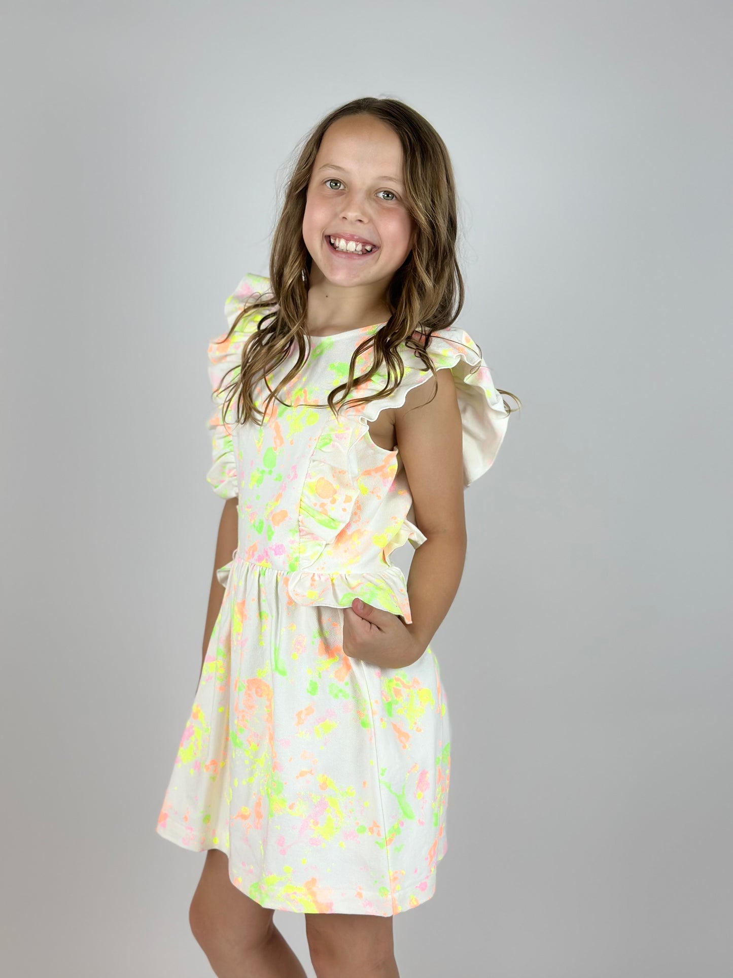 Ruffle Dress - Paint Splatter