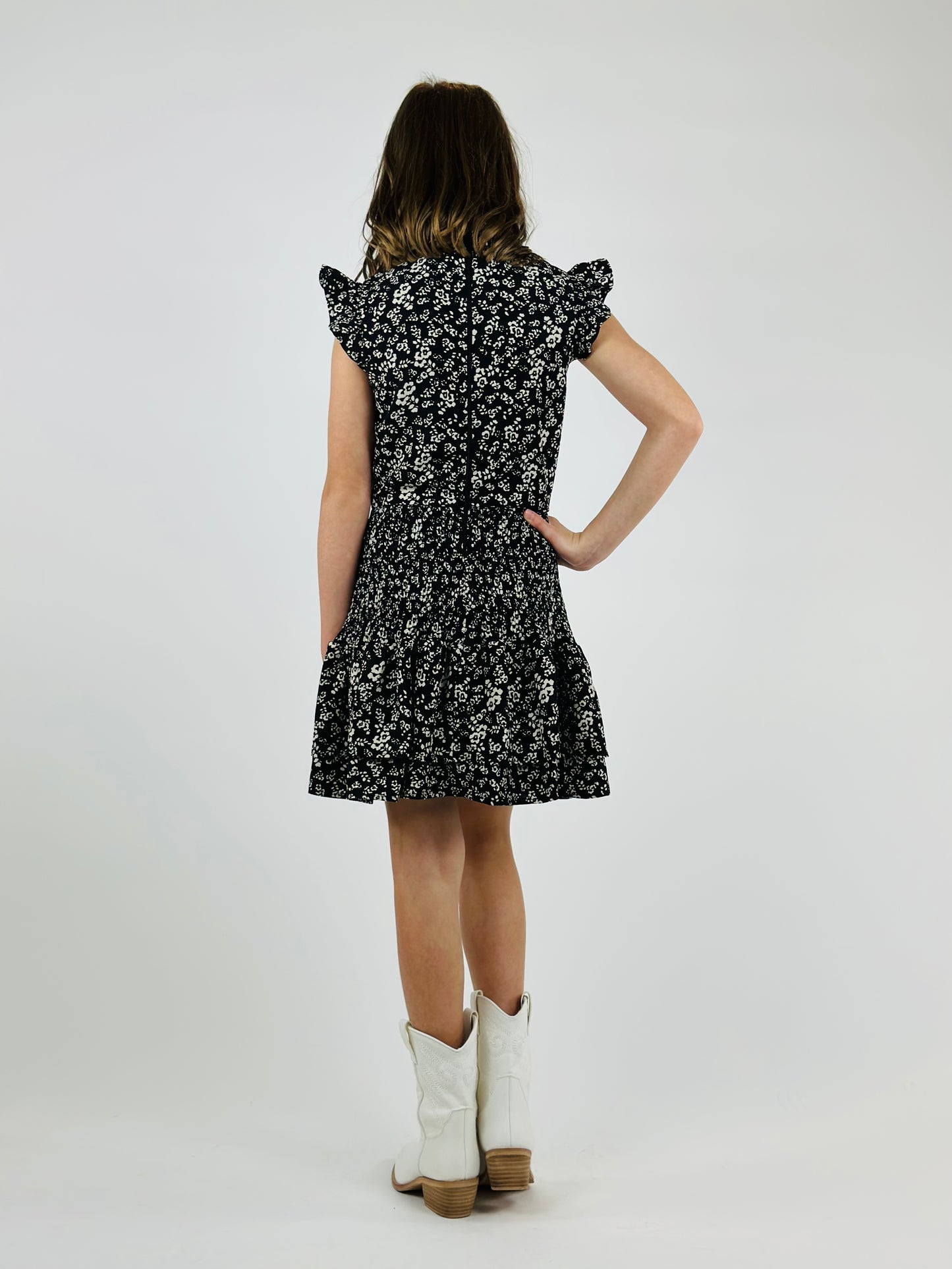 Selena High Neck Smock Ruffle Dress Lo