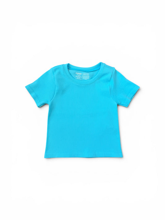 Ribbed Short Sleeve Shirt - Turquoise